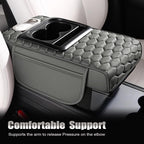 Priprilod Gray Car Center Console Armrest Pillow, Memory Foam with Cup Holder and Cell Phone Holder, Multifunctional Car Center Console Organizer, Universal Fit for Most Car Interior Accessories