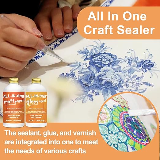 Crafts Sealer Gloss Matte Finish, 400ml All Purpose Craft Glue, Varnish, and Finish, All in One Craft Glue for Wood, Paper, Acrylic Paints, Ceramics, Fabrics, Clay
