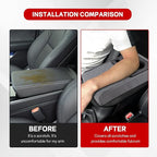 Car Center Console Armrest Pillow, 13.19"×7.87" Leather Car Arm Rest Cover, Memory Foam Auto Armrest Cushion with Cup Holder Phone Slot, Universal Vehicle Middle Console Cushion Pad (Gray)