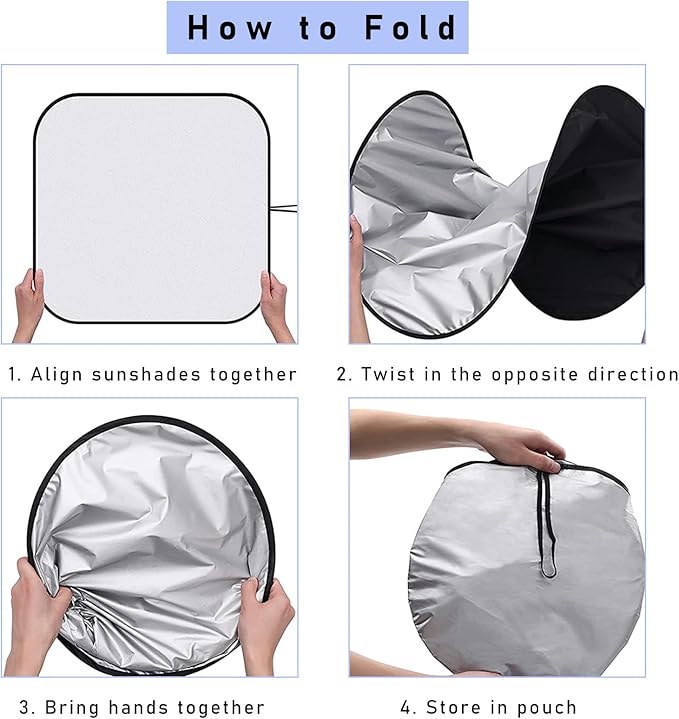 Ziciner 2 PCS Car Windshield Sun Shade, Auto Sun Heat and UV Rays Blocker, 28"×31" Foldable Automotive Front Window Sunshade Protector, Universal Vehicle Interior Accessories (Red Flag-M)