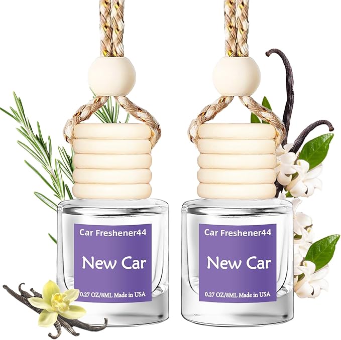 Hanging Car Air Freshener, Long Lasting Essential Oil Diffuser, Non-Toxic New Car Scent, Cute Car Fresheners for Women, 2 Pack Made in USA
