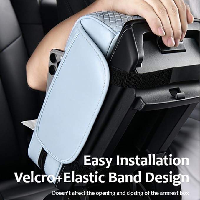 Car Armrest Cushion Cover Car Center Console Memory Foam Booster Pad with Storage Pocket and Tissue Hole for Sedan Vehicle (Black, 12.99 * 7.09 * 2.95'' / 33 * 18 * 7.5 cm)