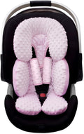 Pro Goleem Infant Car Seat Head Neck Body Support, Ultra-Soft Minky and Microfiber Car Seat Strap Pads, Perfect for Stroller, 2-in-1 Reversible, Girls, Pink