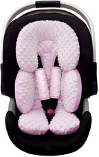Pro Goleem Infant Car Seat Head Neck Body Support, Ultra-Soft Minky and Microfiber Car Seat Strap Pads, Perfect for Stroller, 2-in-1 Reversible, Girls, Pink