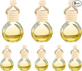 uxcell 8pcs Hanging Car Air Freshener Perfume Bottle, 10ml Pendant Empty Clear/Yellow Glass Essential Oil Aromatherapy Diffuser with Wooden Cap for Car Decor (Clear/Yellow, Round)