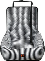 Dog Car Seat for Small and Medium Dogs, Booster Seat Sofa Pet Bed, Portable Car Travel Carrier Bed (Black Stripes,M)