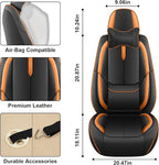 Fit for 98% of Mercedes Benz Car Seat Covers with Headrests, Premium Nappa Leather Seat Cover, Fully Wrapped Protect Modern Style Seat Cover (2-Seat Luxury, Black & Orange)