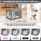 Cat Carrier for Large Cats up to 20 Lbs,Soft-Sided Pet Carrier for Large and Medium Cats, Small Dogs,Puppies,Collapsible Dog Carrier Travel Bag with 2 Storage Bags,4 Mesh Windows (Grey, Medium)