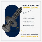 3/8 x 2 (50 Pack) Lag Screw Kit, 50 Screws and 50 Washers, Ceramic Black Ruspert Coating for Exterior Use, Meets ASTM A307 and ASME B18.2.1, Industrial/Commerical Grade by Makers Bolt