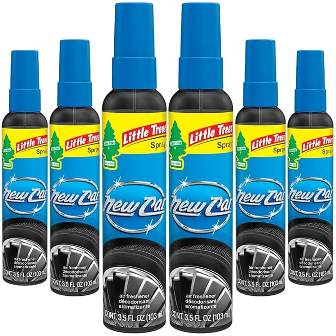 LITTLE TREES Car Air Freshener | Spray Provides a Long-Lasting Scent for Auto or Home | On-the-go Freshness | New Car Scent, 6 Air Fresheners