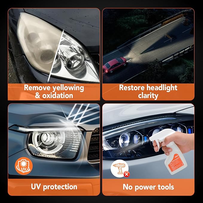 Headlight Restoration Kit Headlight Cleaner Head Light Cleaner Removing Yellowing Oxidized Headlamp Restoration Kit Headlight Polishing Kit Headlight Lens Restorer for Car