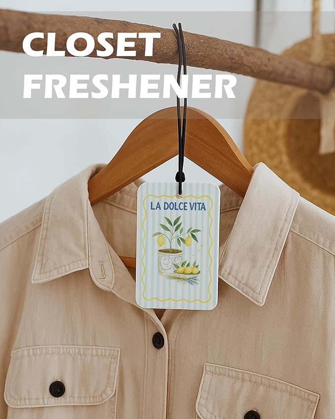 Preppy Beach Lemon Cologne Car Air Freshener 4 Pcs, Meet Me at the Beach Hanging Air Freshener for Cars Bathroom Dorm Books Decor, Summer Girly Accessories Gifts for Women Girls