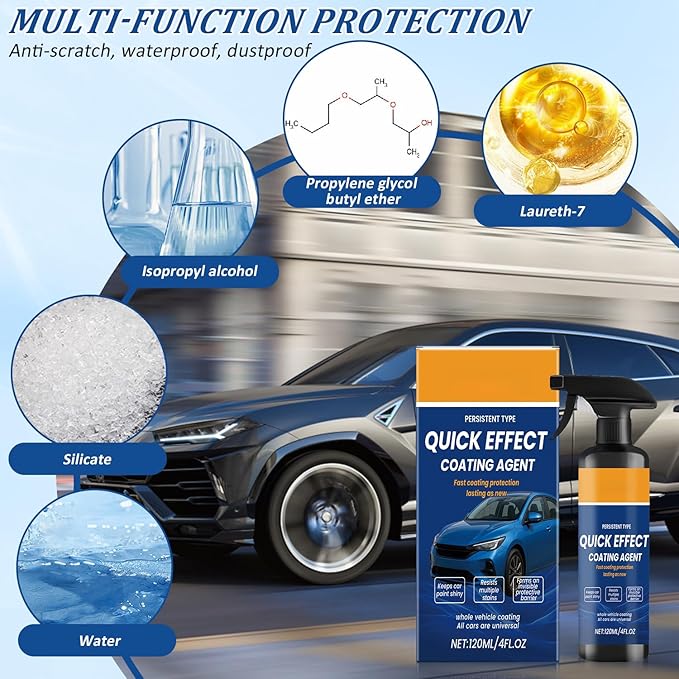 2PCS Advanced Car Quick-Acting Coating Agent Spray, Car CoatingSpray, Car Scratch Wax Polish Spray Waterless Wash, DurableCar ShineSpray, Oil Film Emulsion Glass Cleaner