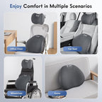 FLORICH Lumbar Support Pillow and Neck Pillow for Office Chair Car, Ergonomic Memory Foam Back Support for Office Gaming Chair Driving Seat Wheelchair, Relieves Neck, Back & Sciatica Pain – Grey