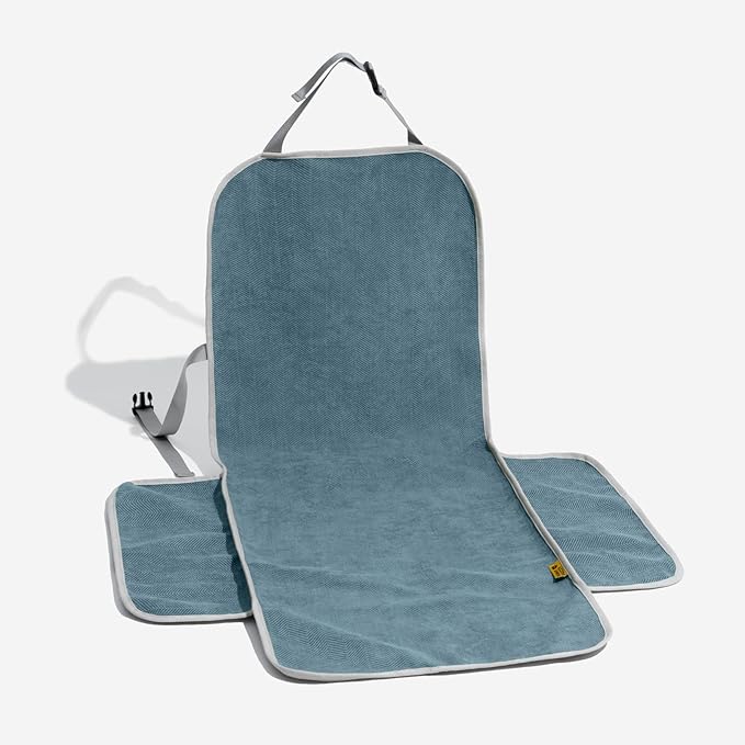 FUNNYFUZZY Chenille Dog Car Seat Cover for Pets, Waterproof Car Seat Protector with Nonslip Bottom, Scratchproof Soft Dog Seat Cover for Car, Truck and SUV, Front Seat(Blue, 17.7''W x 18.1''L×21.3"H)