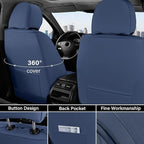 Coverado Front Seat Covers, 2 PCS Leather Seat Cover for Cars, Automotive Seat Cover, Luxury Universal Car Seat Protector, Waterproof Front Seat Car Seat Cushion Fit for Most Sedan, SUV, Trucks (Navy)