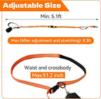 6-in-1 Hands-Free Dog Leash, Waist & Crossbody Bungee Lead with Dual Padded Handles, Bungee Shock Absorbing, Seat Belt Buckle, Reflective for Small Medium Large Dogs, Orange