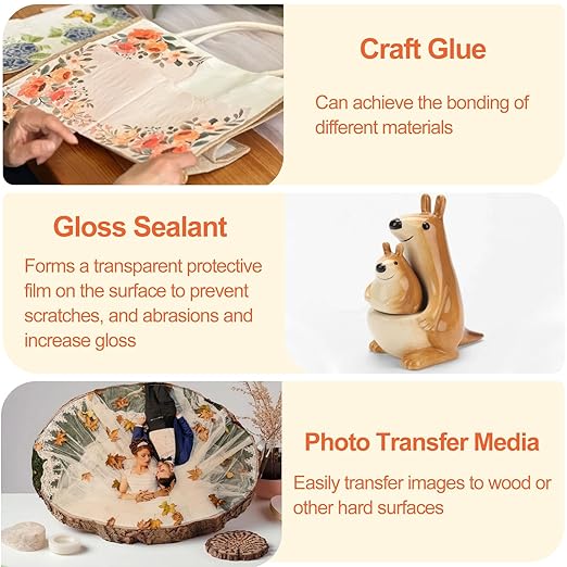Crafts Sealer Gloss Finish, 200ml All Purpose Craft Glue, Varnish, and Finish, All in One Craft Glue for Wood, Paper, Acrylic Paints, Ceramics, Fabrics, Clay (Gloss)