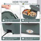 Electric Lunch Box Food Heater, 3 in 1 Ultra Quick Heated Lunch Boxes for Adults, 12V/24V/110V Portable Food Warmer for Car/Truck/Office With Fork Spoon and Insulated Carry Bag