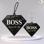 Black Ice Car Air Freshener & Keychain Bundle – Boss Diamond Hanging Car Accessory, Luxury Gift for Men & Women. for Motivation & Positive Energy
