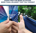zzlamb Camping Blanket for Cold Weather,Outdoor Puffy Blanket Portable Down Alternative,Windproof Warm Cloak with Snaps,Cozy Quilt Backpacking Picnic RV Travel Plane Car Hammock Beach Climbing