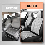 Car Seat Covers Compatible with Toyota Camry 2012-2026 Durable Waterproof Automotive Seat Covers Stretchable Fabric Material, Airbag Compatibility, Premium Nappa Leather(Black White, 2 Pcs Front)
