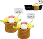 SUNACE 2 Pcs Cute Crochet Plant Car Vent Clips, Handmade Plant Pots Car Air Freshener with 6 Scent Cards, Car Interior Decor Accessories Gift for Women, for Car Vents, Home & Office Spaces