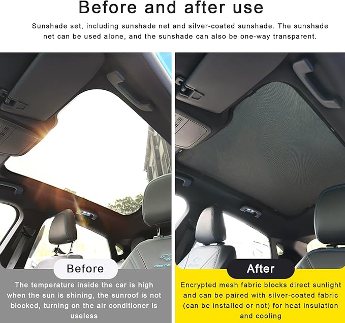 Sunshade Roof Compatible with Volvo C40 2021-2023, Heat Insulation Sunroof Shade, Foldable Glass Roof Shade with Storage Bag, Black