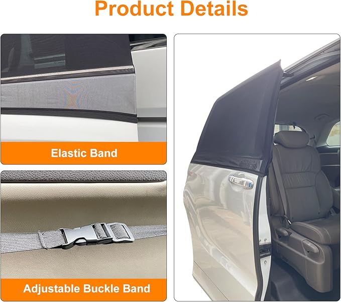 2 Packs Mesh Car Window Screen for MPV Sliding Door,Single Layer Sun Shade for Large Square Car SUV Truck Windows