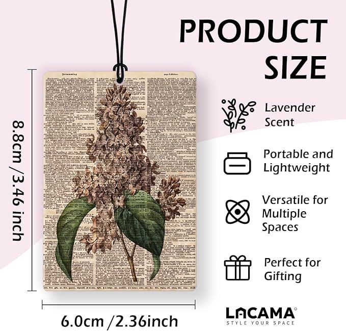 Lacama Retro Flower Car Air Freshener 3Pcs, Vintage Stemless Gentian Anemone Lilac Cars Scents Air Freshener for Women Girls Gifts, Vintage Floral Car Accessories Interior Mirror Decor Hanging