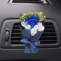 uxcell Dark Blue Small Bouquet Car Air Freshener Vent Clips, Mini Decorative Rose Bouquet with Fragrance Diffuser for Women, Automotive Air Freshener Decoration, Style 1