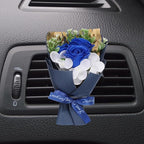 uxcell Dark Blue Small Bouquet Car Air Freshener Vent Clips, Mini Decorative Rose Bouquet with Fragrance Diffuser for Women, Automotive Air Freshener Decoration, Style 1