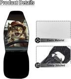 Funny Cat Driver Car Seat Covers for Front Seats Football Broke Car Window Premium Polyester Seat Covers for Cars Trucks and SUVs