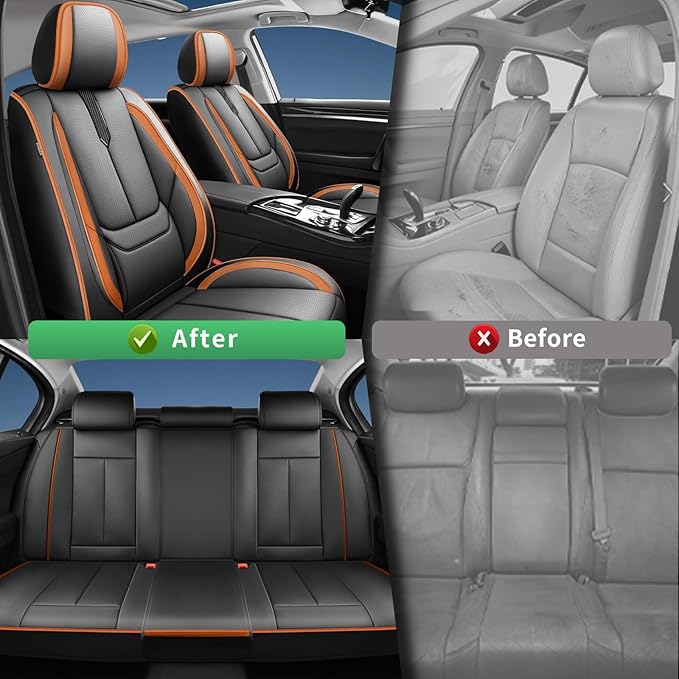 Fit HRV Car Seat Covers for Honda HR-V 2016-2024 2025 2026 - Upgraded Premium Waterproof & Breathable Leather, Airbag Compatible, All-Weather Seat Cushion Protector (2 Front/Black-Brown)
