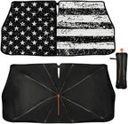 American Flag Car Sunshade Umbrella USA Flag Windshield Sun Shade for Car Retractable Umbrella Sunshades for Front Window Patriotic Sun Shades Cover Visor Portector Block UV Rays