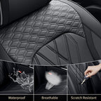 FLORICH Leather Cars Seat Covers Automotive Seat Cover Front Pair Waterproof Seat Covers for Car Vehicle Seat Cushion Protector Universal Fit for Most Cars Trucks SUVs, Black
