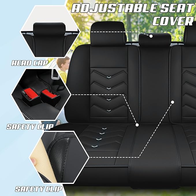Car Seat Covers Fit for Toyota rav4 2000-2026, Stylish Sport Seat Covers, Waterproof Wear-Resistant Premium Nappa Leather Car Seat Cover.(Full Set with Pillow/Black White)