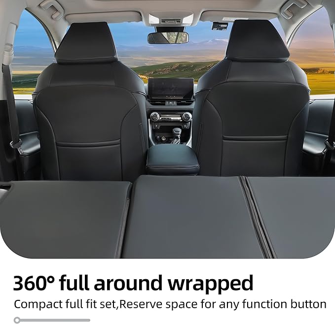 Lolcar Rav4 Seat Covers Custom Fit for Toyota Rav4 (for Hybrid) 2019-2025 LE,XLE,XLE Premium,Limited,Woodland Edition, Leather Truck Seat Cover Full Set for SUV,Faux Leather(Grid Black)