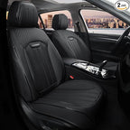 Leather Seat Covers for Cars, 2Pcs Universal Front Automotive Seat Covers, Full Coverage Waterproof Car Seat Covers for Most Trucks, SUVs, Sedans, Luxury Breathable Auto Seat Cover, Black