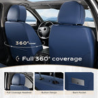 Coverado Seat Covers, Car Seat Covers Full Set, Leather Seat Covers for Cars, Car Seat Protector, Black Car Seat Covers Front Seats and Back Seats Universal Fit for Most Cars White