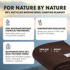 Woolly Mammoth Woolen Company Merino Wool Blanket - 80% Merino Wool - Camping Blankets for Cold Weather - Mositure-Wicking for Overlanding, Hunting, Emergency Kits, Bushcraft (66" x 90" Bark)