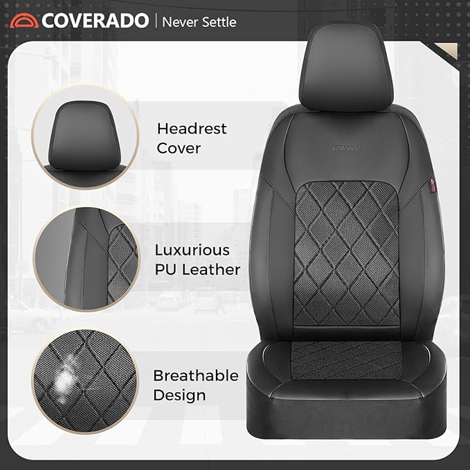 Coverado Car Seat Covers, Seat Covers Full Set, 5 Seats Automotive Seat Cover, Mesh Breathable Seat Protectors, Universal Fit for Most Cars