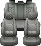 Santa Fe Seat Covers Custom Fit for Hyundai Santa Fe 2007-2026 (Only 5-Seat Version) - Full Set Premium Leather, Waterproof, All-Weather, Airbag Compatible, Car Seat Protectors (Gray)