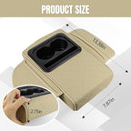 Hovom Car Center Console Cover, 13.39"×7.87"×2.76" Leather Armrest Cover for Cars, Memory Foam Armrest Pillow with Pocket, Cup Holder & Phone Slot, Universal Vehicle Arm Rest Cushion Pad (Beige)