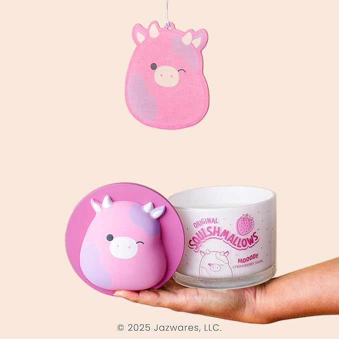 Studio Oh! x Squishmallow Patty Car Air Fresheners, Pack of 2, Sweet Strawberry, Vanilla, Citrus, Freesia, and Crisp Apple - Mooody Strawberry Swirl
