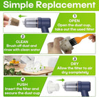 8-Pack HEPA Vacuum Filter Replacement with Cleaning Brush Compatible with KMM LT-117C Handheld Car Vacuum Cleaner, Washable & Reusable