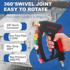 DUSICHIN Short Pressure Washer Wand High Spray Swivel Gun 7 Nozzle Tips 4000 PSI, Pressure Washer Attachment 1/4" Quick Connector Outlet,M22-14mm M22-15mm 3/8" INLET, Not for Garden Hose DUS2911