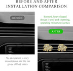 2 PCS Bling Car Air Vent Clip, Crystal Heart Car Air Fresheners Diffuser Vent Clip, Rhinestone Air Conditioning Outlet Clip For Women Girls, Interior Decor Car Accessories (Elephant, Golden)