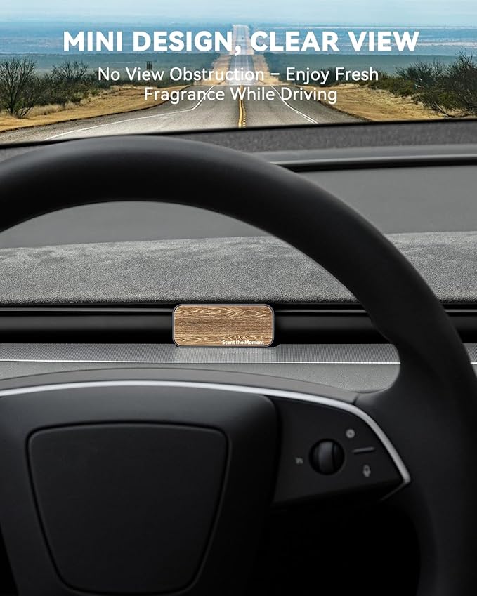 Car Air Freshener Adapter for Tesla Model 3 Highland/Model Y Juniper, Alloy Air Fragrance Diffuser in Vent with 4 Scents Long-Lasting Fragrance Refills(Dark Ash Wood)