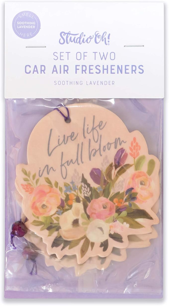 Studio Oh! Mothers Day Gifts Scented Hanging Car Air Fresheners - Pack of 2 - Natural & Exclusive Fragrance with DeoBoost Technology - Unique Design with Decorative Bead - Live Life In Full Bloom
